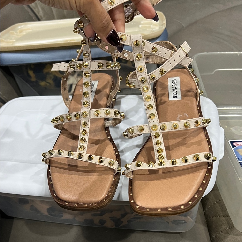 Steve Madden Beige Studded Sandals